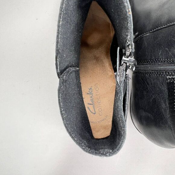 Clarks Women's Size 8.5 Emily Holly Black Leather Ankle Booties - Picture 9 of 14